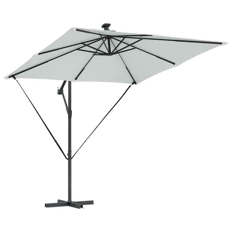 Parasol déporté moderne inclinable extérieur 249 x 249 x 250 cm en acier couleur sable 02_0058771