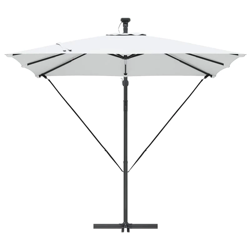 Parasol déporté moderne inclinable extérieur 249 x 249 x 250 cm en acier couleur sable 02_0058771