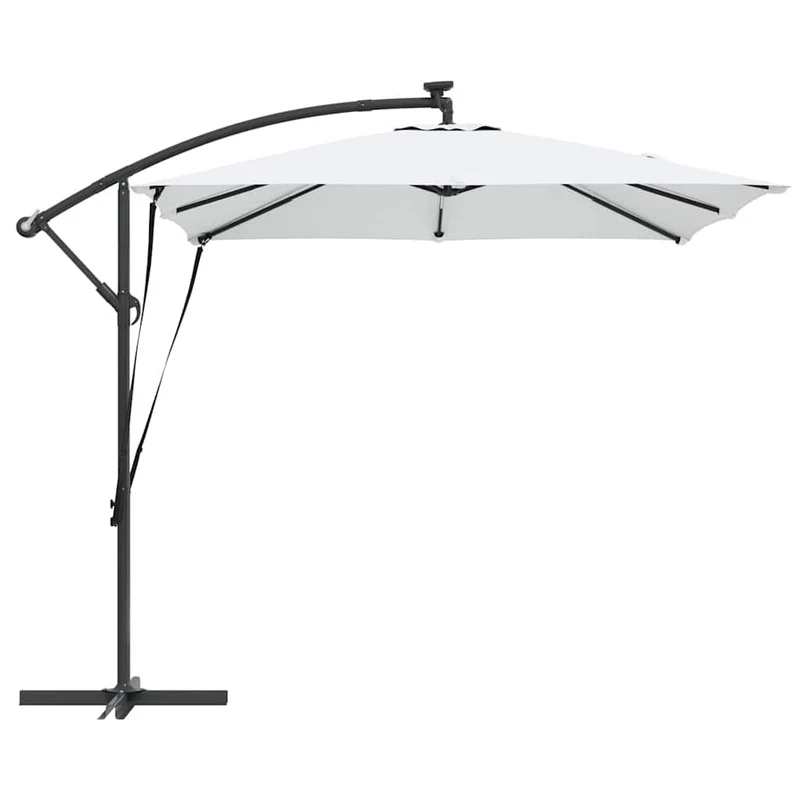 Parasol déporté moderne inclinable extérieur 249 x 249 x 250 cm en acier couleur sable 02_0058771