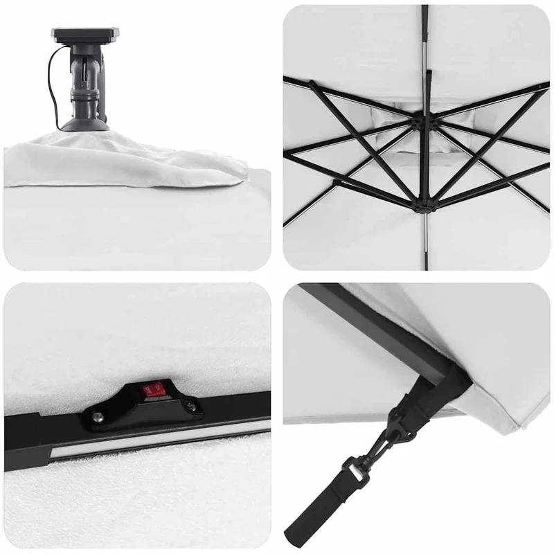 Parasol déporté moderne inclinable extérieur 249 x 249 x 250 cm en acier couleur sable 02_0058771