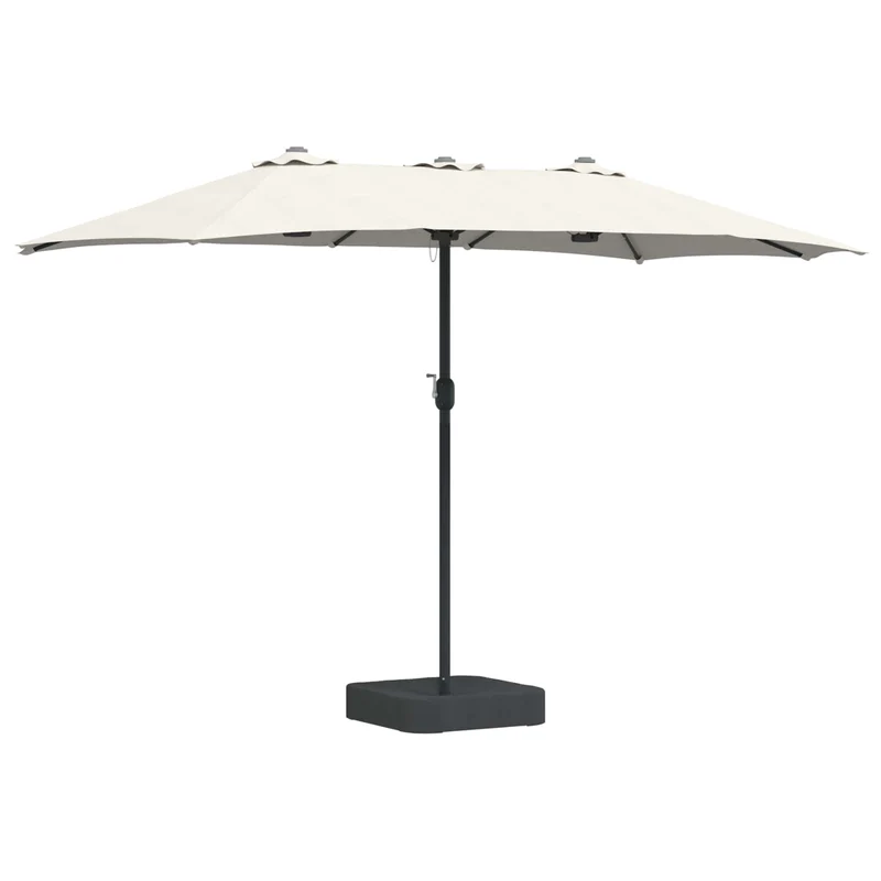 Parasol de jardin pliable moderne avec éclairage LED 385 x 209 x 244 cm en polyester sable 02_0058682