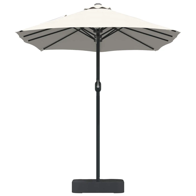 Parasol de jardin pliable moderne avec éclairage LED 385 x 209 x 244 cm en polyester sable 02_0058682