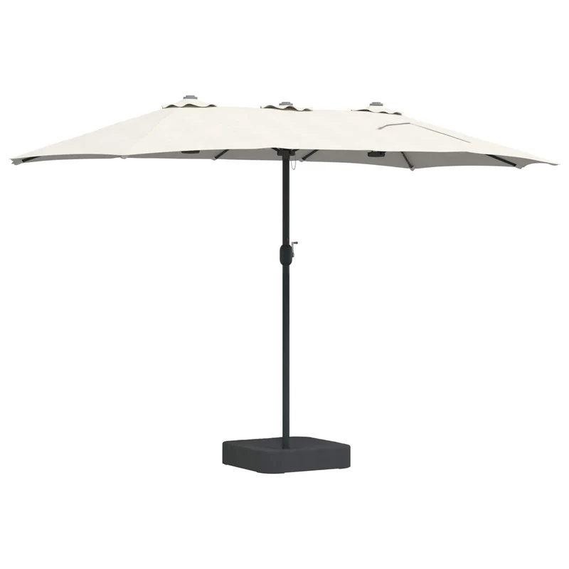 Parasol de jardin pliable moderne avec éclairage LED 385 x 209 x 244 cm en polyester sable 02_0058682