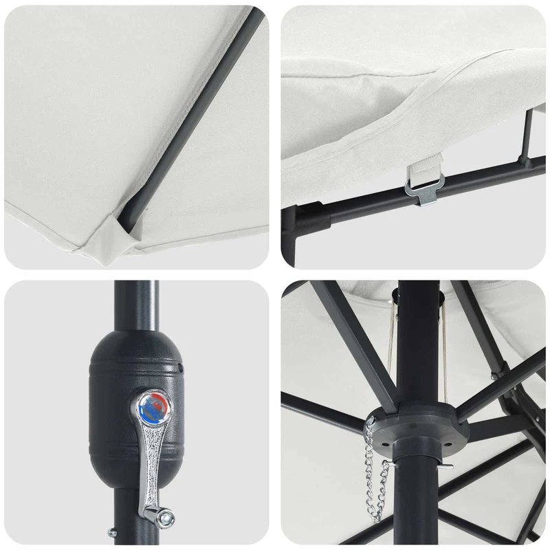 Parasol de jardin pliable moderne avec éclairage LED 385 x 209 x 244 cm en polyester sable 02_0058682
