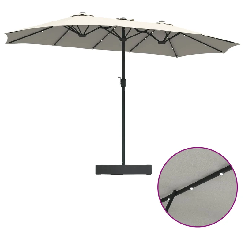 Parasol de jardin pliable moderne avec éclairage LED 385 x 209 x 244 cm en polyester sable 02_0058682