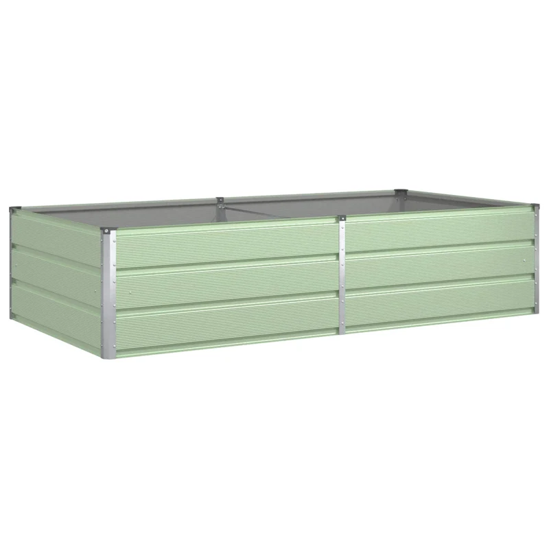 Jardinière moderne look industriel 195 x 100 x 45 cm espace créatif extérieur en acier galvanisé vert pastel 02_0059286