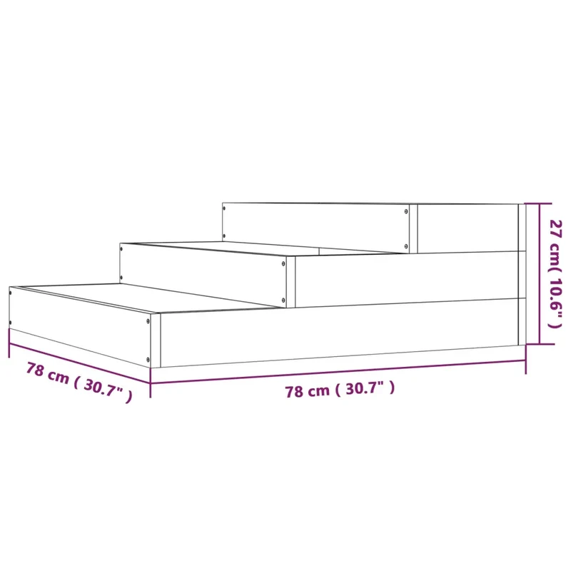 Jardinière carrée design robuste 78 x 78 x 27 cm pour jardin extérieur en bois de douglas massif 02_0048490