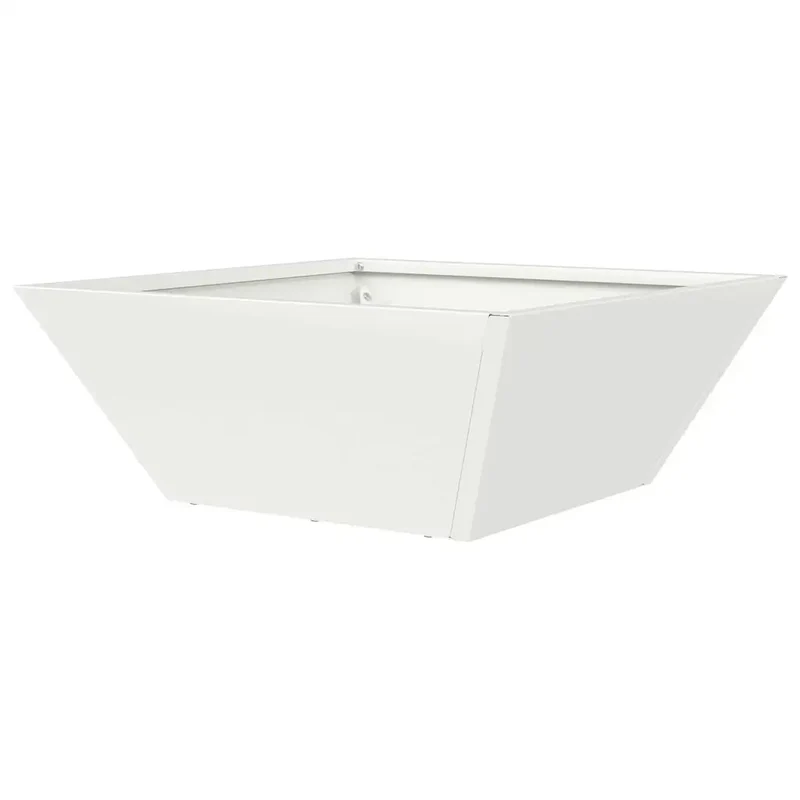 Cache-pot de jardin moderne trapézoïdal 40 x 40 x 15 cm en acier laminé à froid blanc 02_0052370