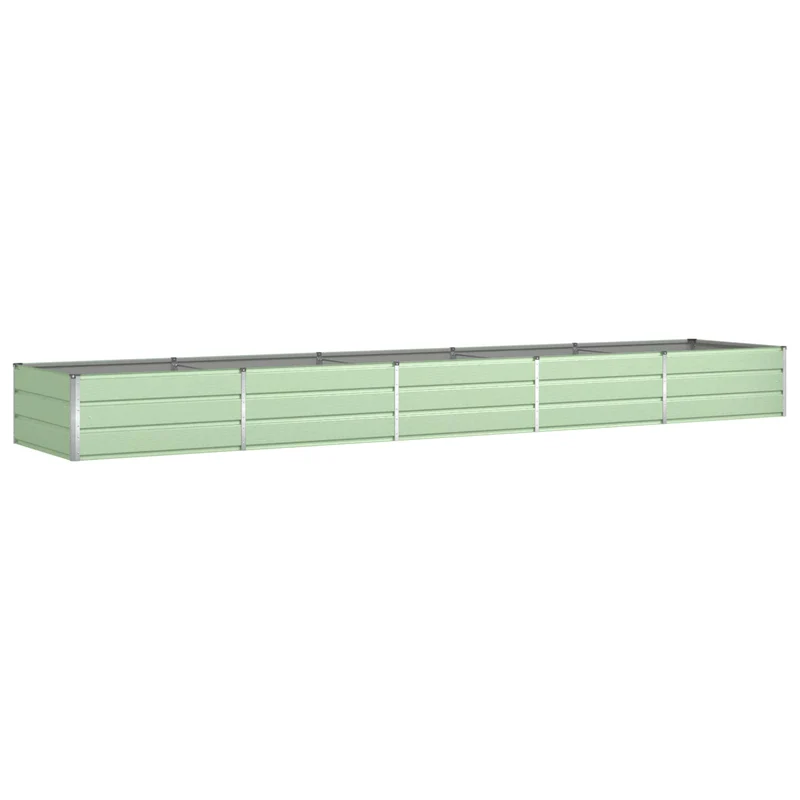 Jardinière rectangulaire moderne extérieur 195 x 100 x 45 cm solide finition industrielle en acier galvanisé vert pastel 02_0059292