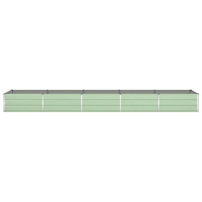 Jardinière rectangulaire moderne extérieur 195 x 100 x 45 cm solide finition industrielle en acier galvanisé vert pastel 02_0059292