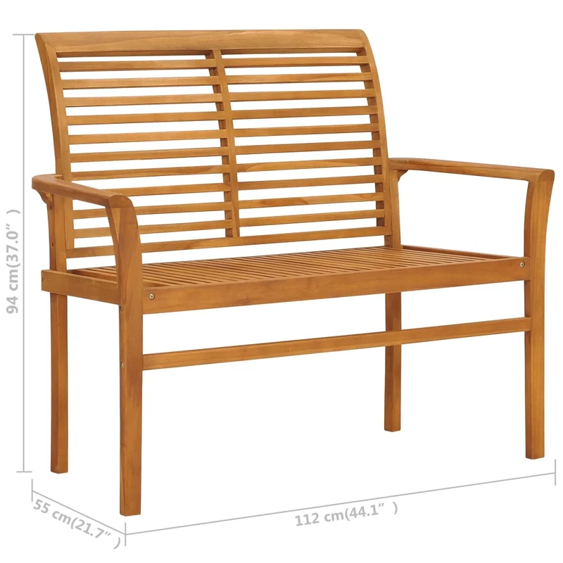 Banc de jardin meuble de patio d'extérieur terrasse avec coussin vert 112 cm bois de teck massif 02_0011558