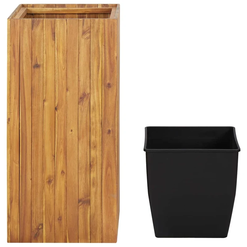 Jardinière lit surélevé plantes fleurs jardin 43,5 x 43,5 x 90 cm bois massif d'acacia 02_0001056