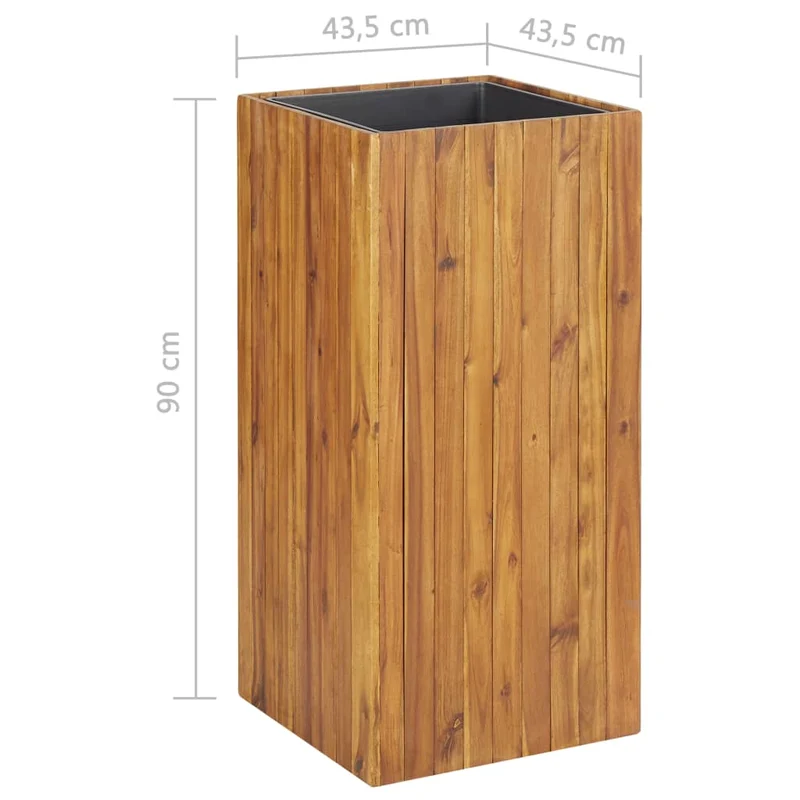 Jardinière lit surélevé plantes fleurs jardin 43,5 x 43,5 x 90 cm bois massif d'acacia 02_0001056