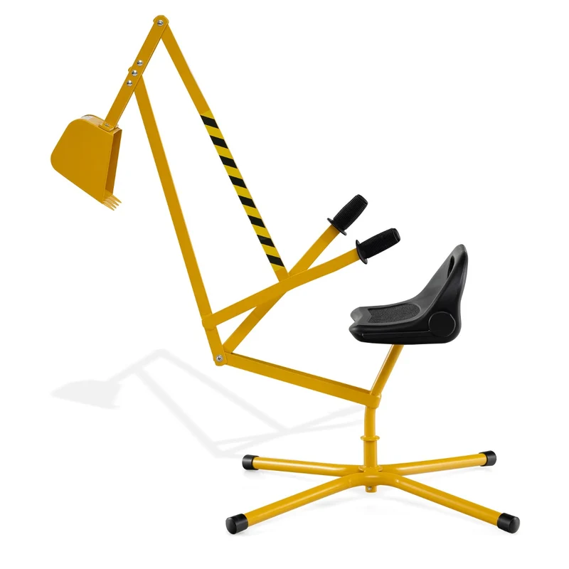 Pelleteuse pour enfants jouet d'extérieur 123 x 62 x 62 cm siège rotatif à 360° construction métallique jaune 20_0013096