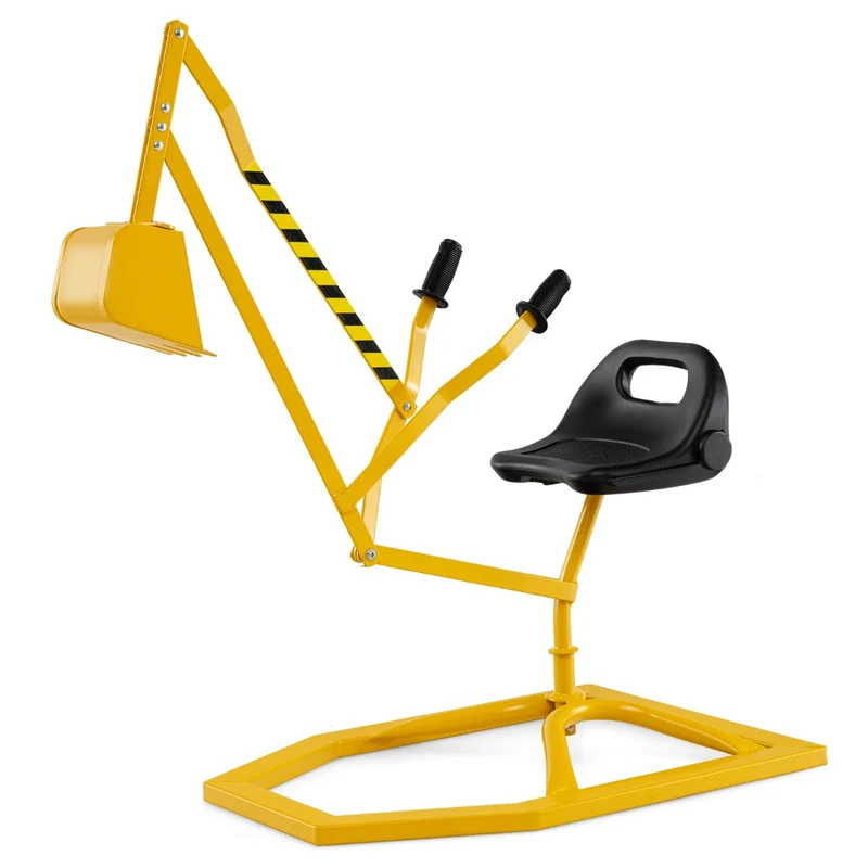 Pelle à sable enfants 112 x 40 x 64 cm siège rotatif 360° confort ergonomique design extérieur en métal jaune 20_0013092