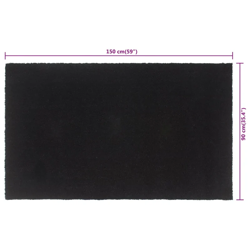 Tapis de porte touffeté 90 x 150 cm antidérapant intérieur extérieur ambiance cosy en fibre de coco noir 02_0046165