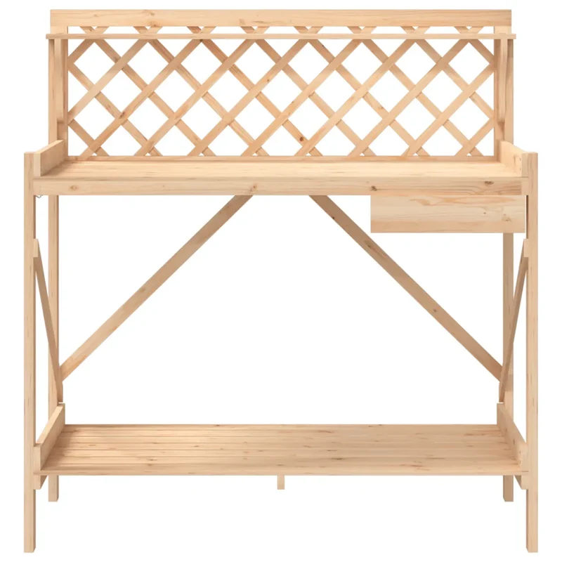 Banc de rempotage avec treillis espace de rangement 110 x 50 x 117 cm en bois de sapin naturel 02_0047462