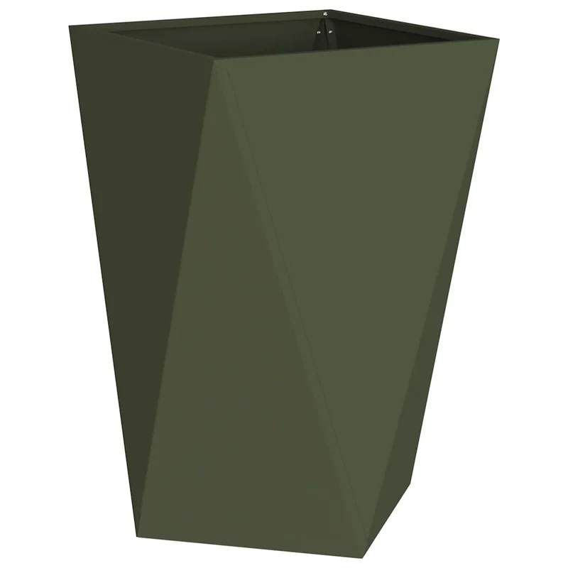 Lot de 2 jardinières extérieures modernes 50 x 50 x 75 cm avec base intégrée en acier vert olive 02_0053041