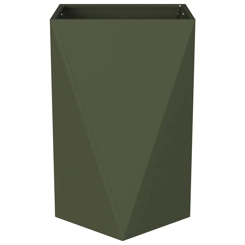 Lot de 2 jardinières extérieures modernes 50 x 50 x 75 cm avec base intégrée en acier vert olive 02_0053041