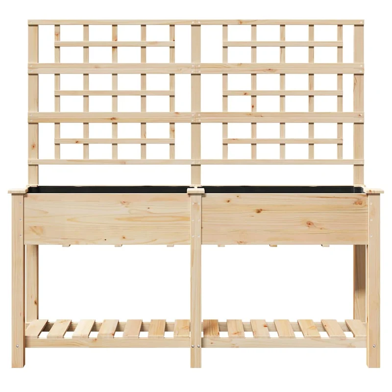 Cache-pot de jardin rectangulaire design minimaliste 161 x 46 x 152,5 cm en bois de sapin massif beige 02_0058844