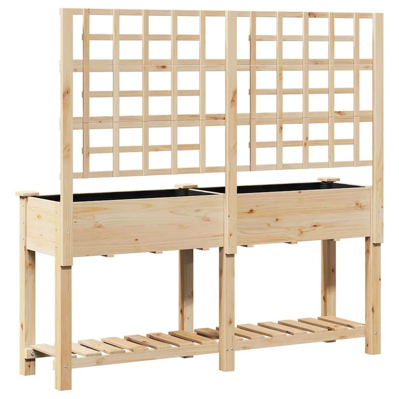 Cache-pot de jardin rectangulaire design minimaliste 161 x 46 x 152,5 cm en bois de sapin massif beige 02_0058844