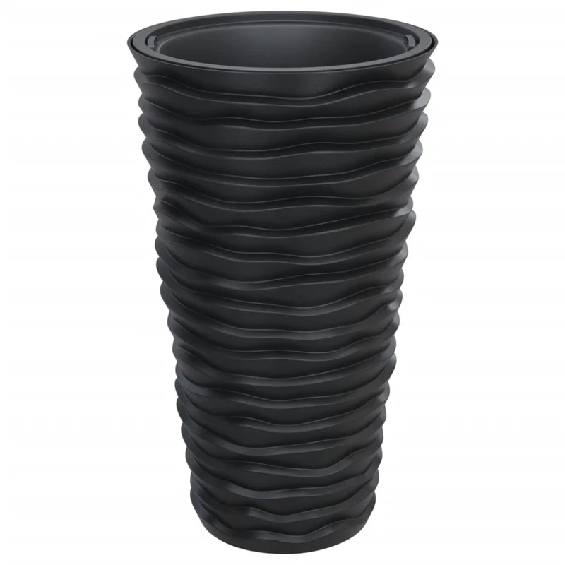 Jardinière bac lit surélevé plantes fleurs terrasse jardin et intérieur amovible aspect rainuré anthracite 02_0038610