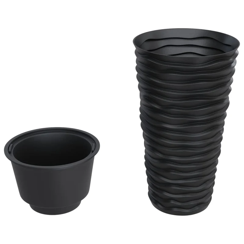 Jardinière bac lit surélevé plantes fleurs terrasse jardin et intérieur amovible aspect rainuré anthracite 02_0038610