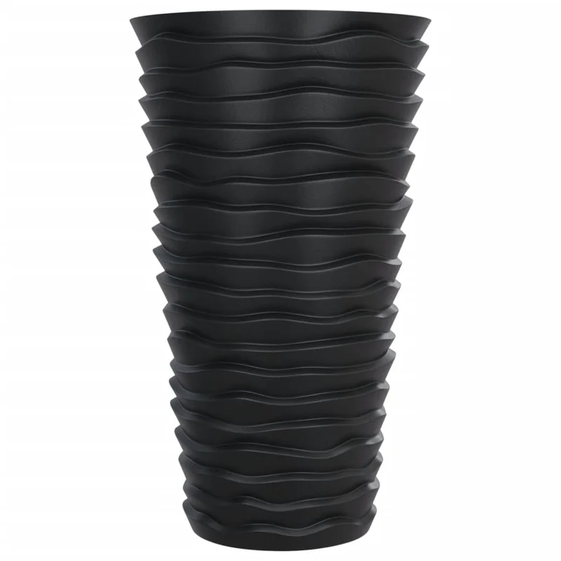 Jardinière bac lit surélevé plantes fleurs terrasse jardin et intérieur amovible aspect rainuré anthracite 02_0038610