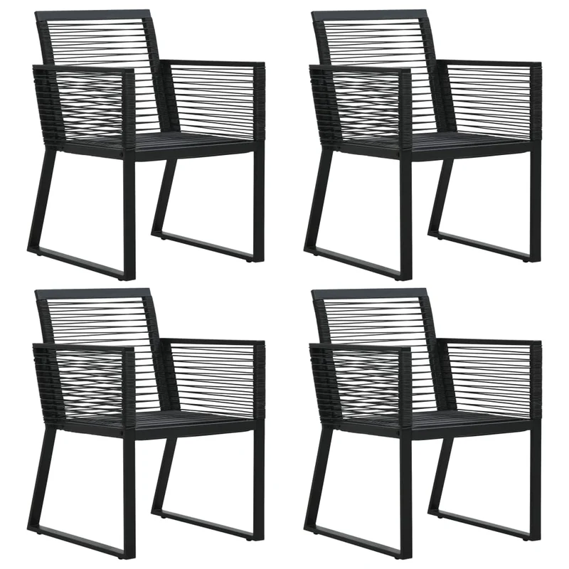 Salon de jardin meuble d'extérieur ensemble de mobilier 5 pièces rotin pvc noir 02_0016617