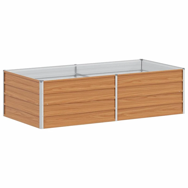 Jardinière surélevée industrielle chic extérieur 160 x 80 x 45 cm en acier galvanisé marron clair 02_0059020