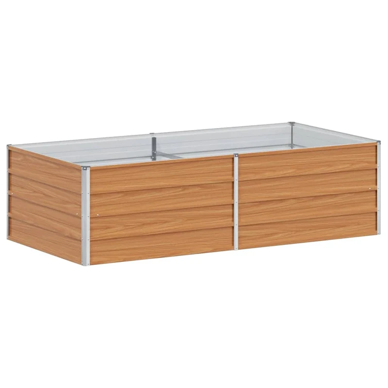 Jardinière surélevée industrielle chic extérieur 160 x 80 x 45 cm en acier galvanisé marron clair 02_0059020
