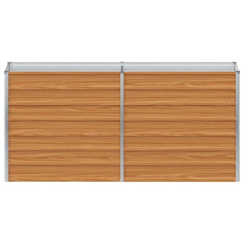 Jardinière surélevée style industriel à fleurs 160 x 40 x 77 cm en acier galvanisé marron clair 02_0059015