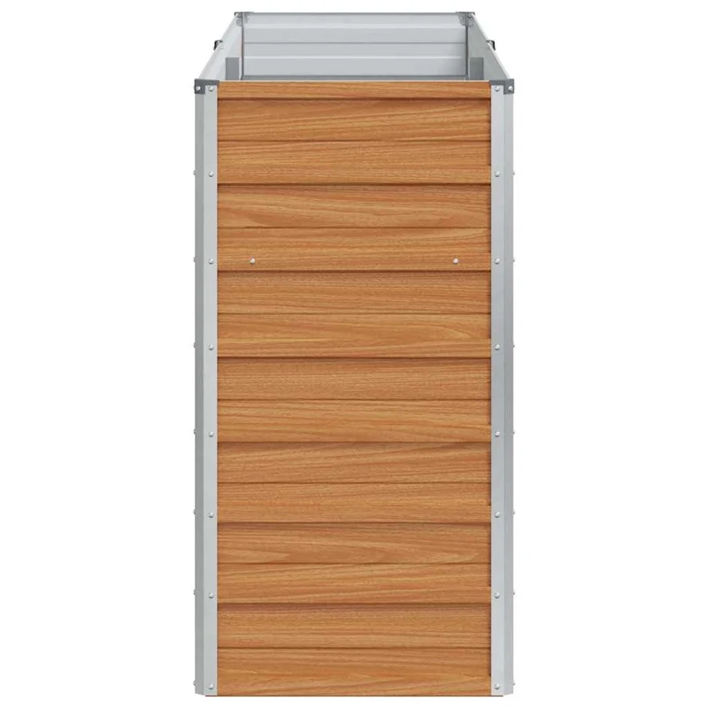 Jardinière surélevée style industriel à fleurs 160 x 40 x 77 cm en acier galvanisé marron clair 02_0059015