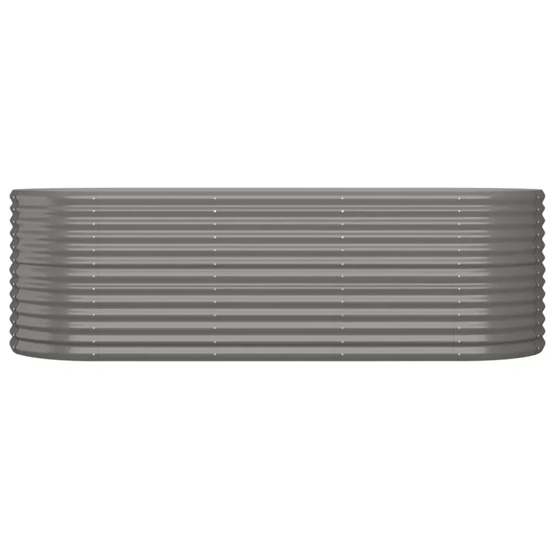 Lit surélevé de jardin ovale 224 x 80 x 68 cm robuste résistant aux intempéries décoration en acier galvanisé gris 02_0046572