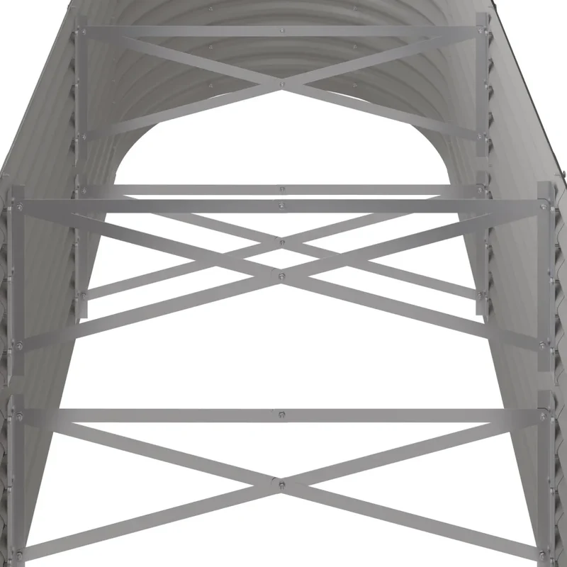Lit surélevé de jardin ovale 224 x 80 x 68 cm robuste résistant aux intempéries décoration en acier galvanisé gris 02_0046572