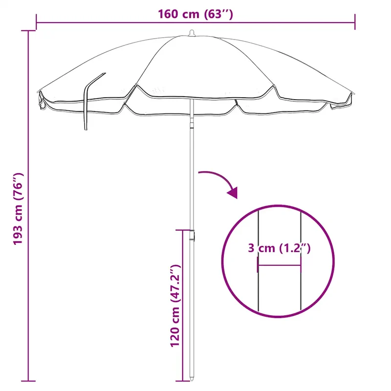 Parasol de jardin inclinable 180 x 180 x 200 cm protection UV haute résistance style sable en polyester sable 02_0046512