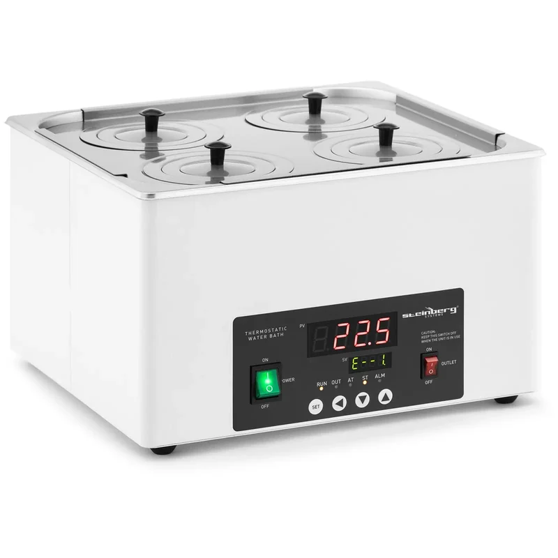 Bain marie thermostaté numérique de laboratoire chauffage doublure en acier inoxydable 14,6 l 5 100 °c 325 x 300 x 150 mm acier inoxydable - 14_0008288