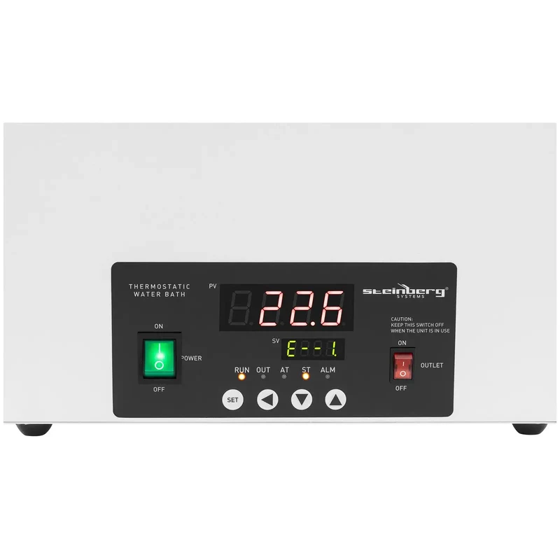 Bain marie thermostaté numérique de laboratoire chauffage doublure en acier inoxydable 14,6 l 5 100 °c 325 x 300 x 150 mm acier inoxydable - 14_0008288