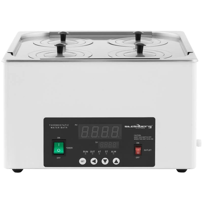 Bain marie thermostaté numérique de laboratoire chauffage doublure en acier inoxydable 14,6 l 5 100 °c 325 x 300 x 150 mm acier inoxydable - 14_0008288