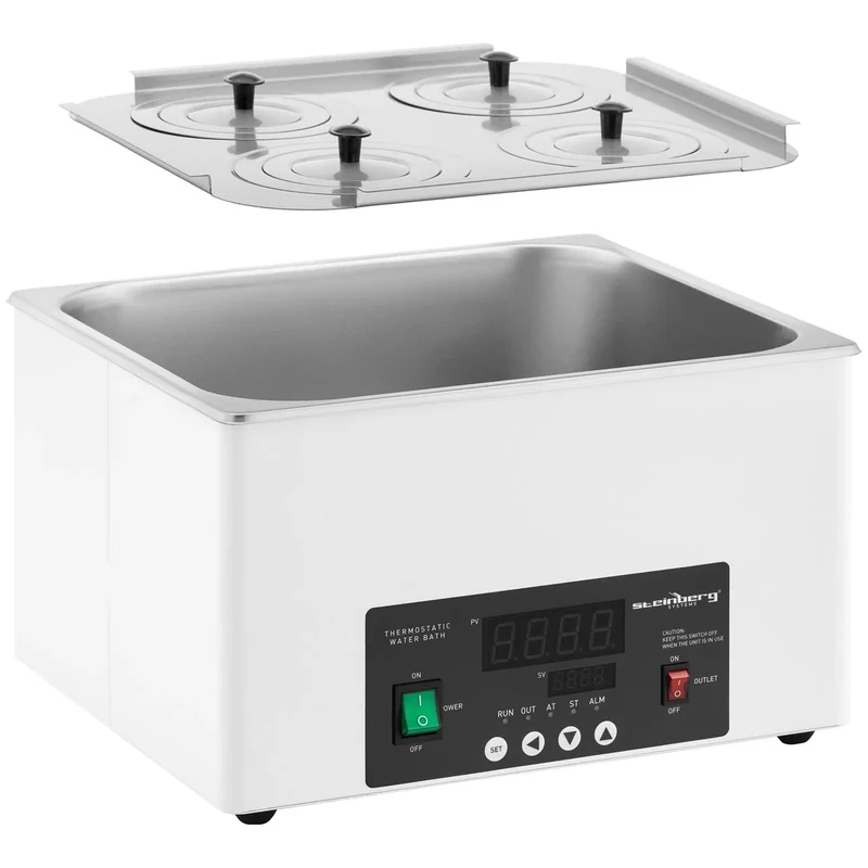 Bain marie thermostaté numérique de laboratoire chauffage doublure en acier inoxydable 14,6 l 5 100 °c 325 x 300 x 150 mm acier inoxydable - 14_0008288