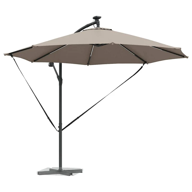 Parasol cantilever design moderne inclinable extérieur 294 x 294 x 248 cm en polyester taupe 02_0058758