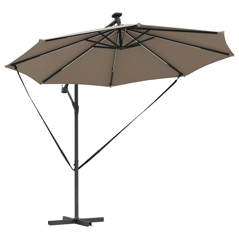 Parasol cantilever design moderne inclinable extérieur 294 x 294 x 248 cm en polyester taupe 02_0058758