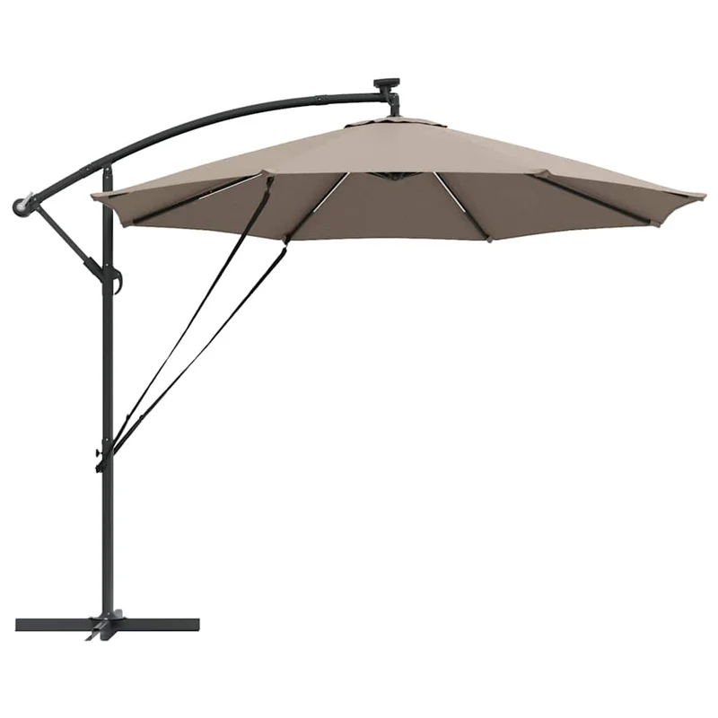 Parasol cantilever design moderne inclinable extérieur 294 x 294 x 248 cm en polyester taupe 02_0058758