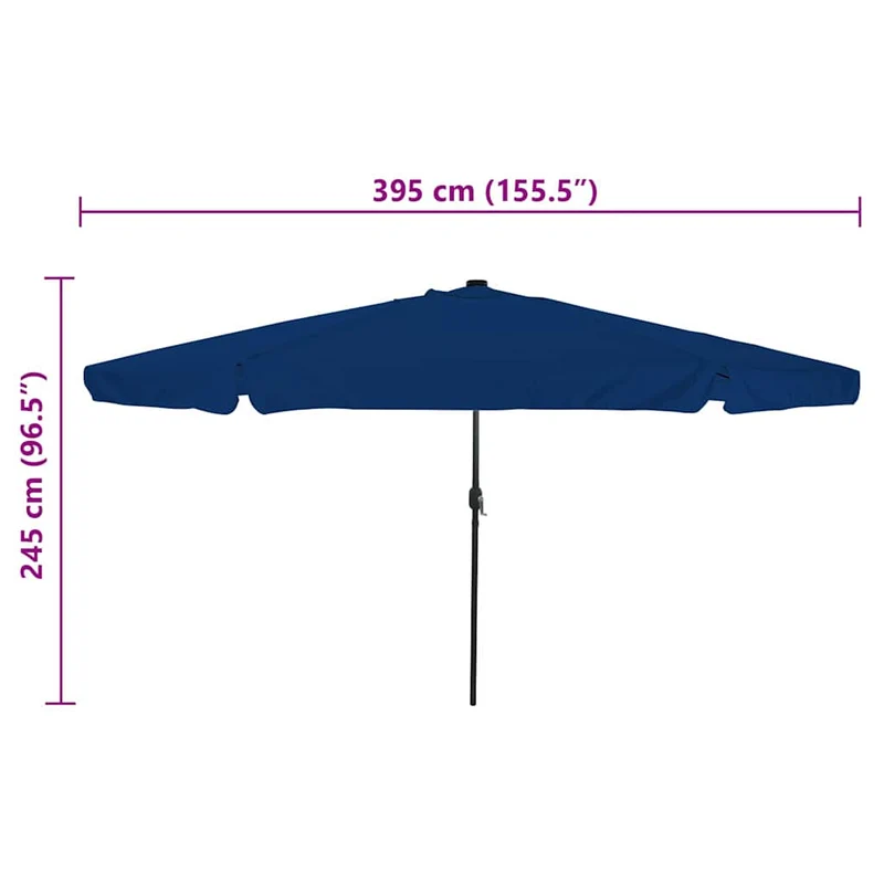 Parasol de jardin rond pliable 395 x 395 x 245 cm avec éclairage LED moderne en polyester azur 02_0058794
