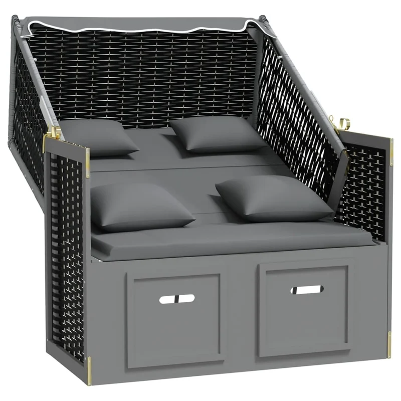 Strandkorb avec coussin résine tressée bois solide anthracite 02_0012173