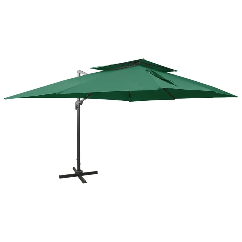 Parasol déporté à double toit vert 400 x 300 cm 02_0008576