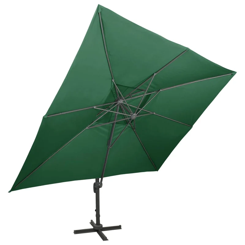 Parasol déporté à double toit vert 400 x 300 cm 02_0008576