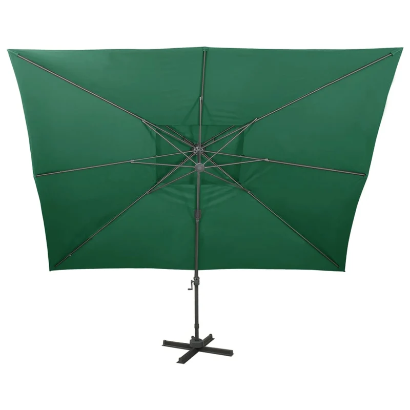 Parasol déporté à double toit vert 400 x 300 cm 02_0008576