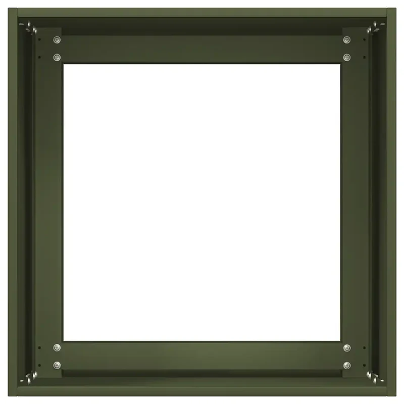 Jardinière moderne pour jardin balcon 40 x 40 x 40 cm avec fond ouvert élégante en acier laminé à froid vert olive 02_0051454