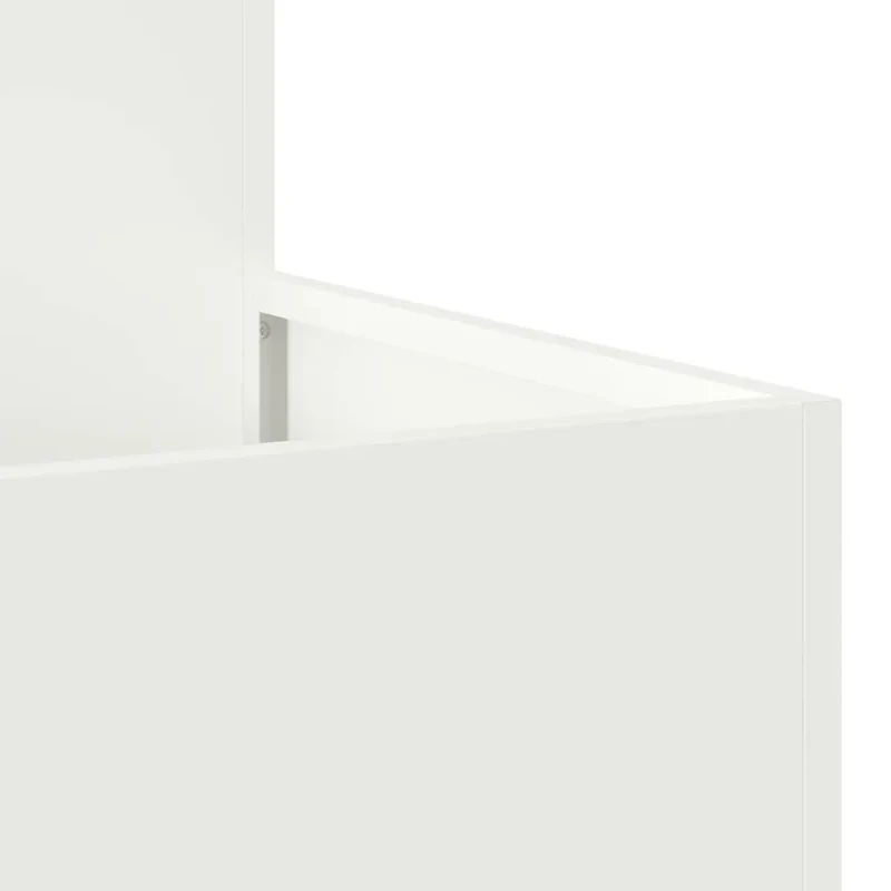 Cache-pot de jardin rectangulaire moderne 80 x 80 x 48 cm drainage efficace en acier blanc 02_0052056